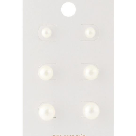 3-Pair Pearl Stud Earrings - Picture 1 of 1